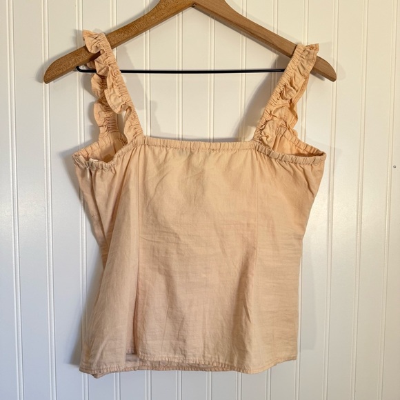 Simple Retro Ruched Bust Knot Front Ruffle Trim Cami Top Women’s Size Large - Picture 4 of 9